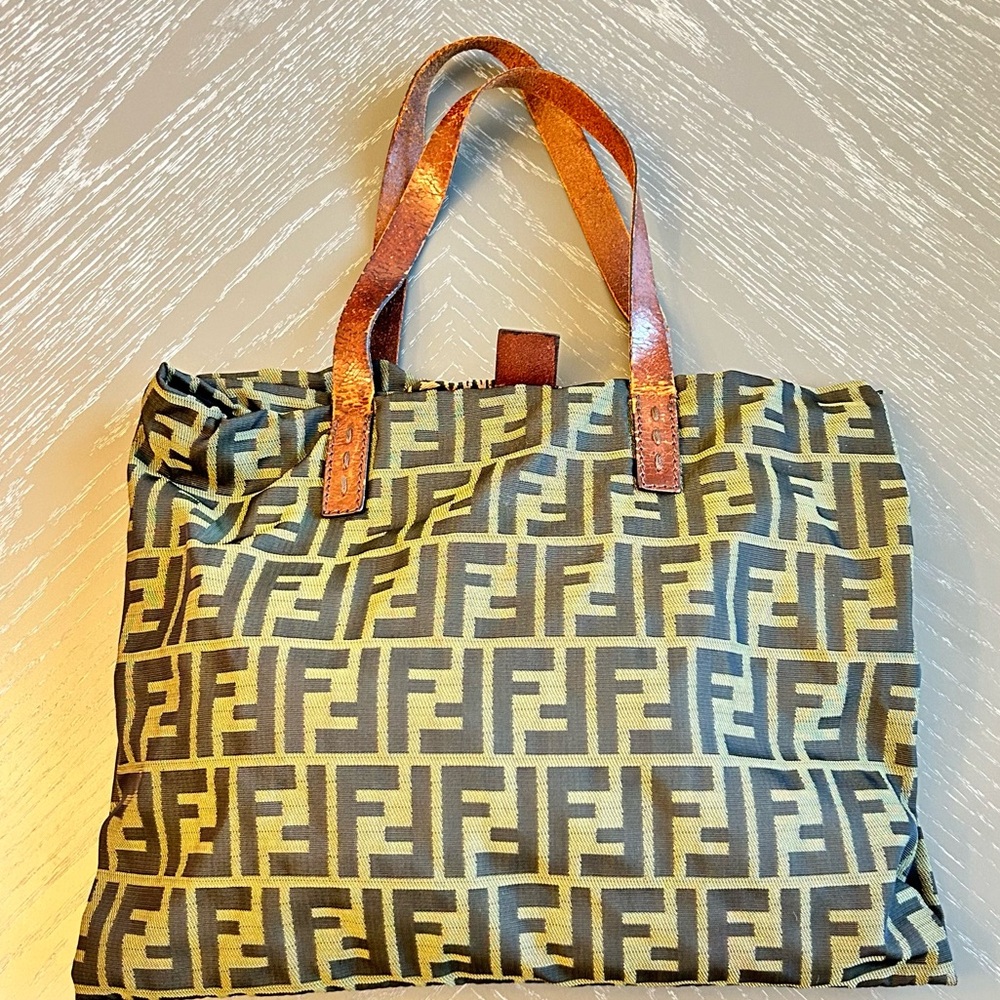 FENDI Zucca Canvas Tote Bag Brown Authentic